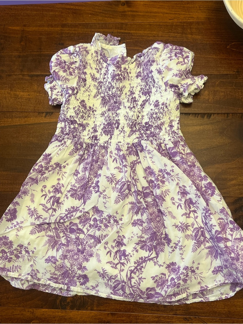 Janie and Jack Girl's Lavender Floral Smocked Dress Size 5